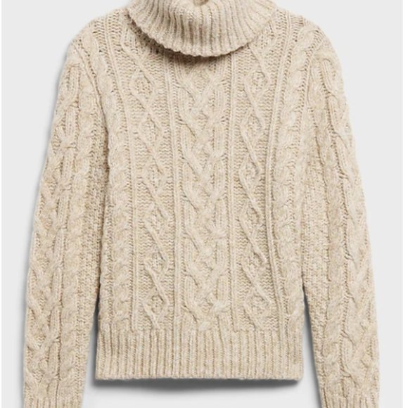 ITALIAN RECYCLED WOOL Cable-Knit Turtleneck Sweater - Picture 4 of 4